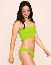 Load image into Gallery viewer, Earth Republic Hallie Smocking V Bottom V-Shaped Bikini in color Acid Lime and shape bikini
