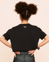 Load image into Gallery viewer, Earth Republic Austyn Cropped Crew Neck Tee Cropped Top in color Jet Black and shape short sleeve tee
