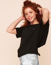 Load image into Gallery viewer, Earth Republic Juniper Open Back Slouch Top Open-Back Tee in color Jet Black and shape short sleeve tee
