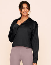 Load image into Gallery viewer, Earth Republic Myah Escape Luxe Hoodie Cropped Hoodie in color Jet Black and shape hoodie
