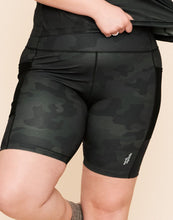 Load image into Gallery viewer, Earth Republic Anais High Waisted Short Biker Shorts in color Dark Camo and shape short
