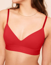 Load image into Gallery viewer, Earth Republic Makenna Lightly Lined Wireless Bra Wireless Bra in color Flame Scarlet and shape plunge
