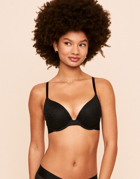 Earth Republic Kendall Lace Plunge Push Up Bra Lace Push-up Bra in color Jet Black and shape plunge