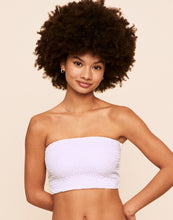 Load image into Gallery viewer, Earth Republic Arlette Smocking Bandeau Top Swim Top in color White and shape bikini
