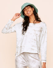 Load image into Gallery viewer, Earth Republic Robin Asymmetrical Top Asymmetrical Top in color Tea Stain Print and shape long sleeve tee
