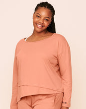 Load image into Gallery viewer, Earth Republic Robin Asymmetrical Top Asymmetrical Top in color Rhododendron Marl and shape long sleeve tee
