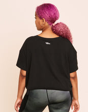 Load image into Gallery viewer, Earth Republic Austyn Cropped Crew Neck Tee Cropped Top in color Jet Black and shape short sleeve tee
