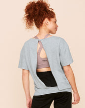 Load image into Gallery viewer, Earth Republic Juniper Open Back Slouch Top Open-Back Tee in color Oyster Mushroom Marl and shape short sleeve tee
