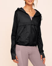 Load image into Gallery viewer, Earth Republic Lexie Sheer Windbreaker Jacket Hood in color Jet Black and shape hoodie
