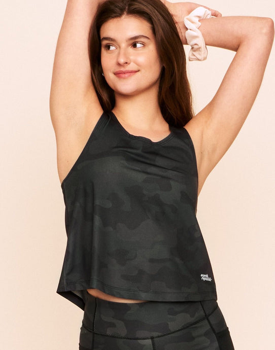 Earth Republic Micah Cropped Tank Cropped Tank in color Dark Camo and shape tank