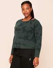Load image into Gallery viewer, Earth Republic Robin Asymmetrical Top Asymmetrical Top in color Dark Camo and shape long sleeve tee
